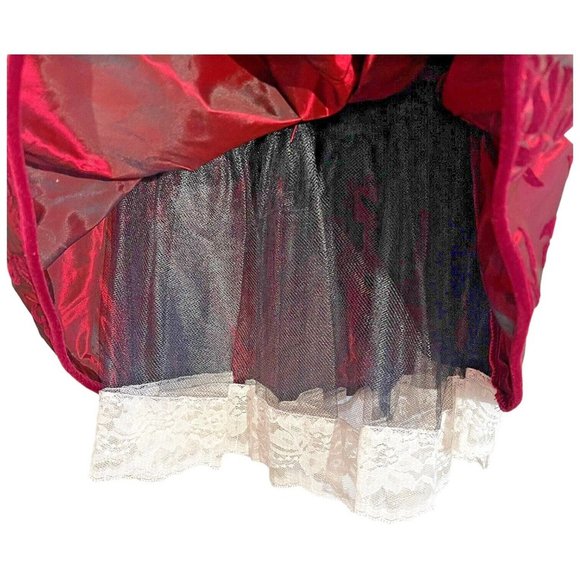 New Bonnie Jean Girls Velvet Dress Burgundy Taffeta Size 5 Lace Bow Holiday VTG - Picture 8 of 10